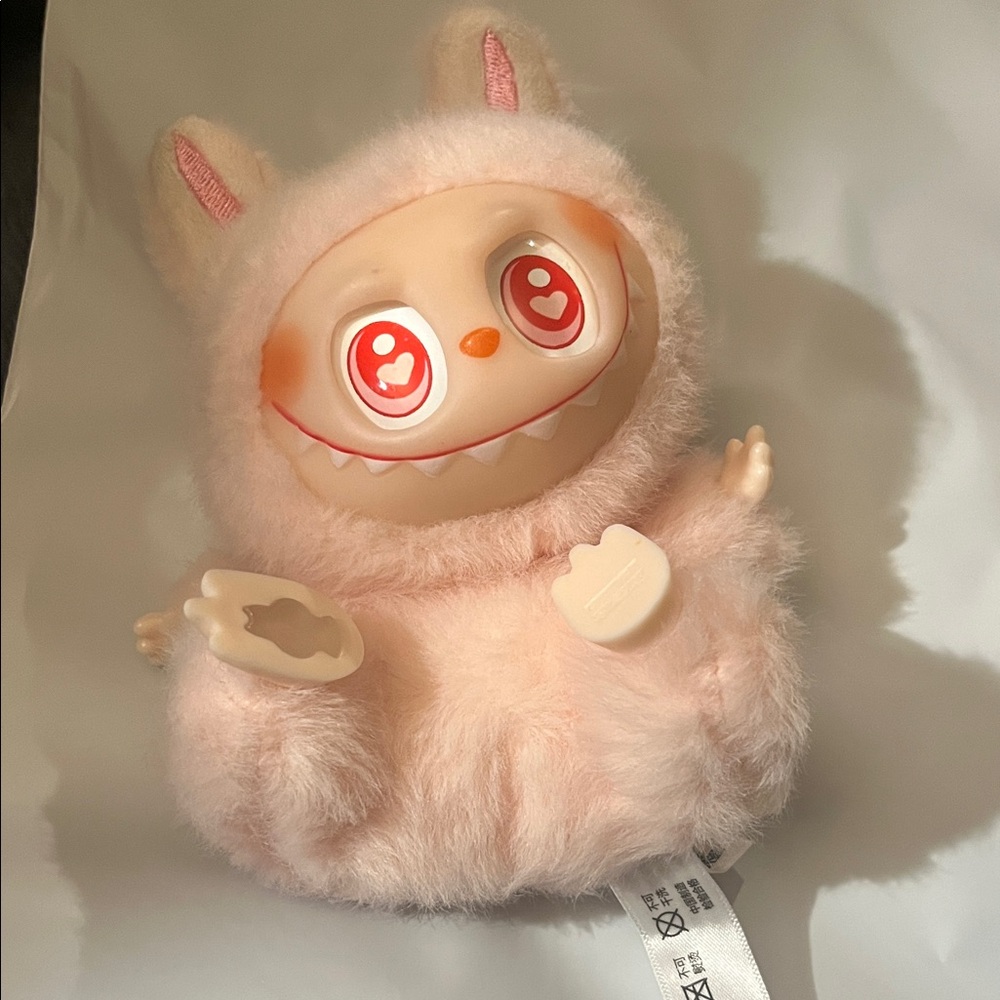 Cute Pink Plush Toy with Heart Eyes LA BUBU